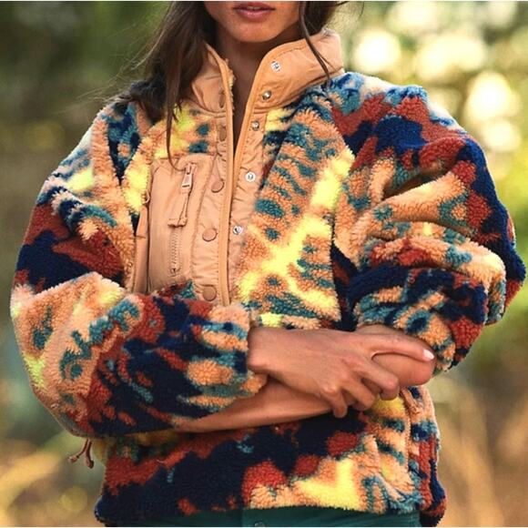 Free People Women's Size‎ S Relaxed Fit Tie Dye Printed Pullover Multicolor NWOT - Picture 2 of 8